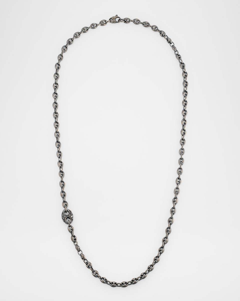 ULYSSES Oxidized Silver and Black Diamond Necklace